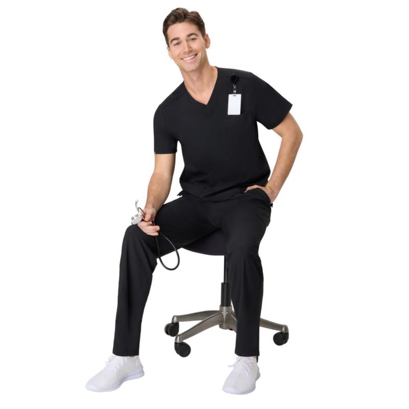 Conjunto de Uniforme Médico Hanes para Hombre con Bolsillos y Tejido de Absorción de Humedad
