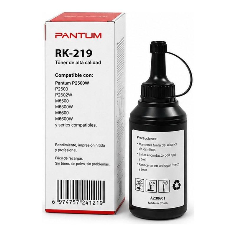 Recarga Pantum RK219 Negro, Rendimiento 1600 Páginas, para P2509W, M6509NW y M6559NW