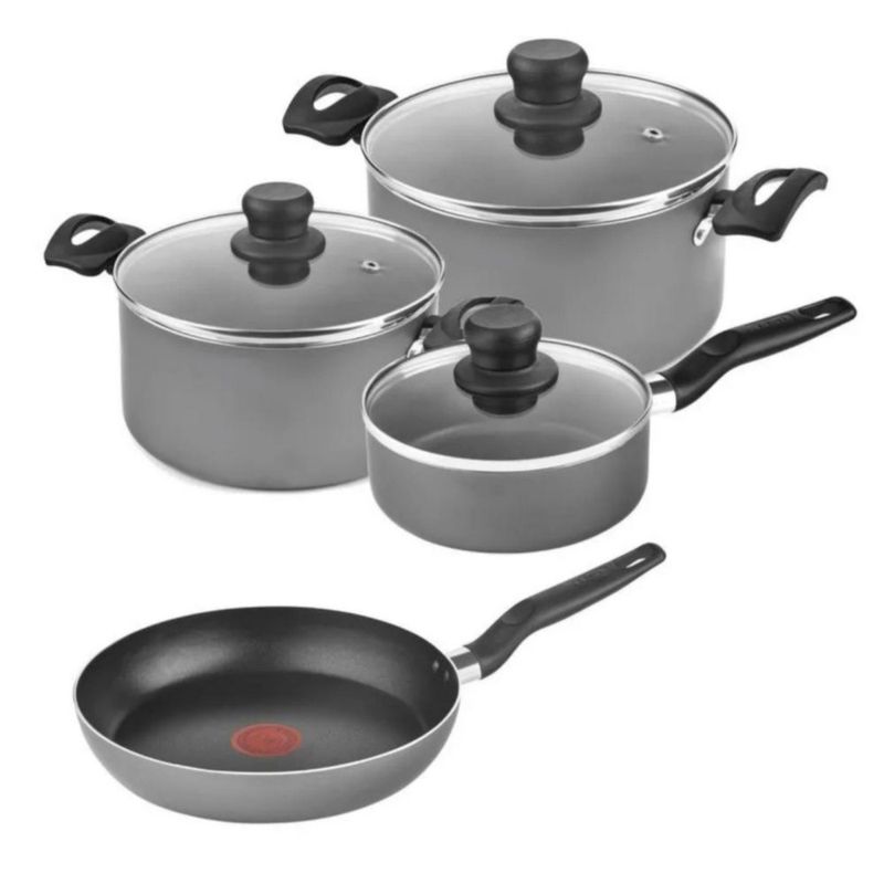 BATERIA T-FAL MOD. 5819500 TALENT 7 PZAS GRIS REVESTIMIENTO ANTIADHERENTE COCCIÓN SALUDABLE CON MENOS ACEITE
