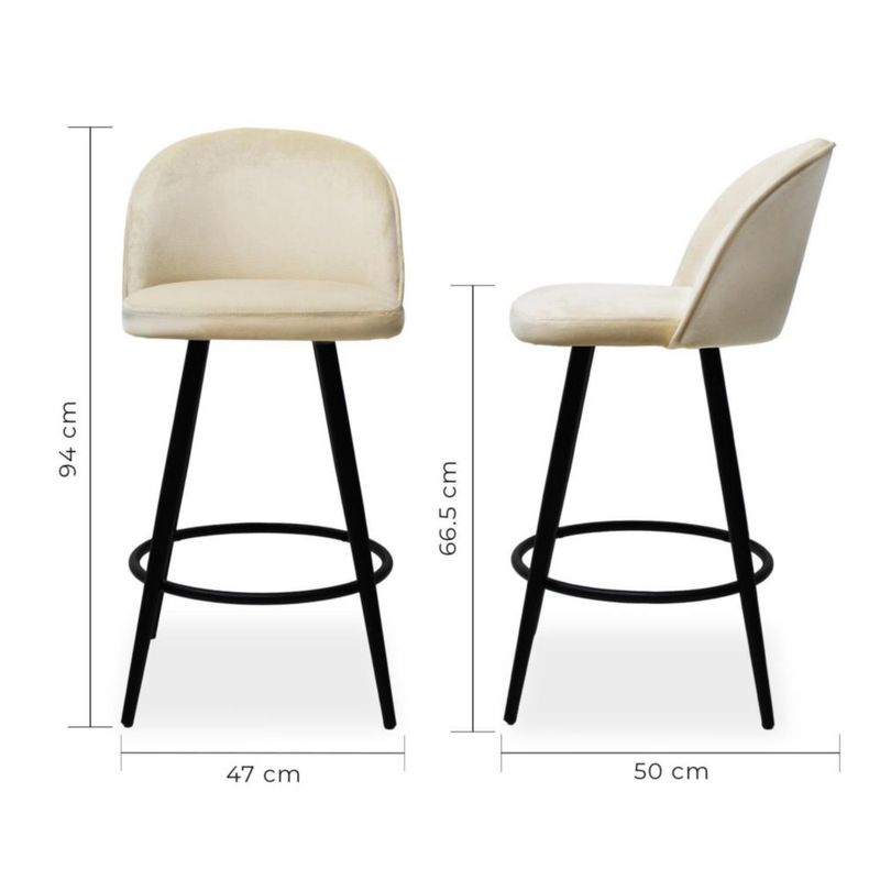 Set de 2 Bancos Altos Color Crema Diseño Elegante