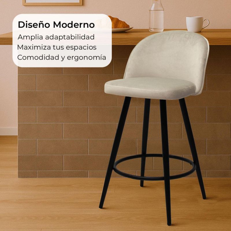 Set de 2 Bancos Altos Color Crema Diseño Elegante