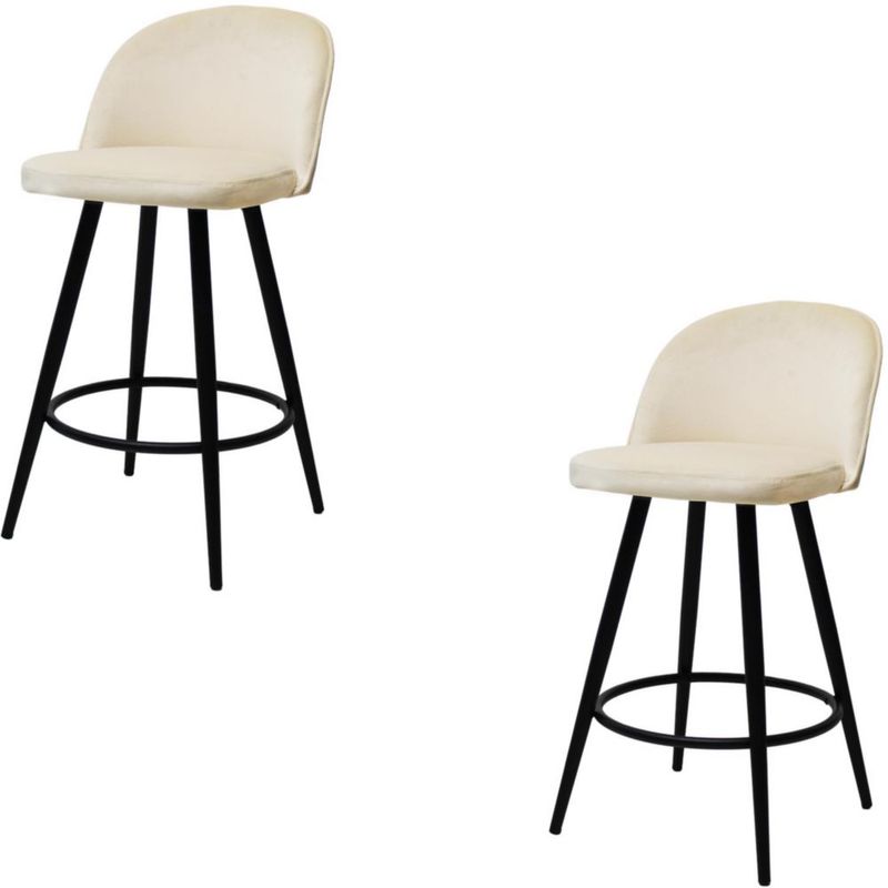 Set de 2 Bancos Altos Color Crema Diseño Elegante