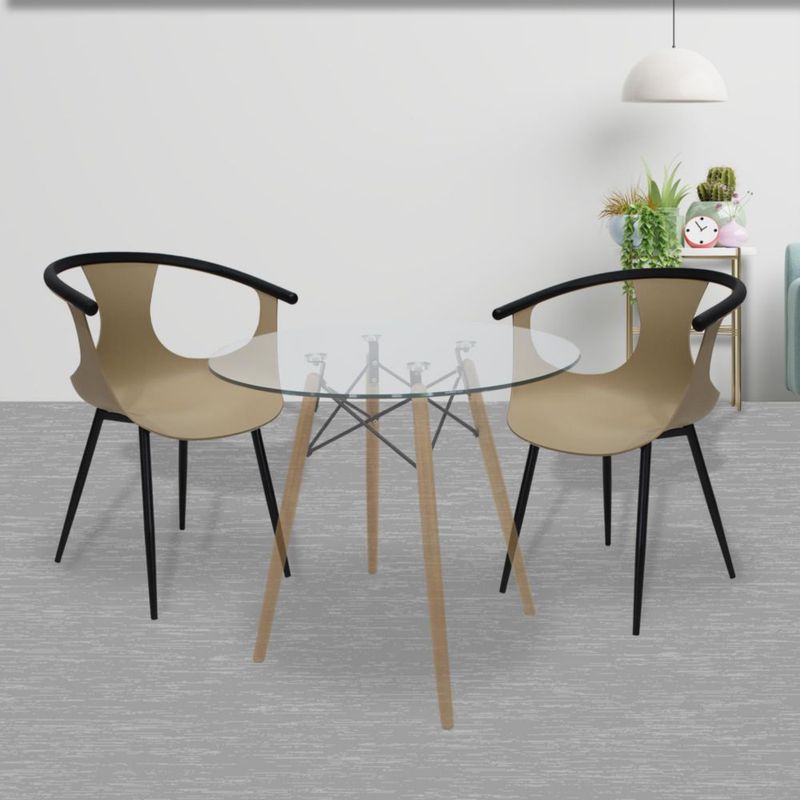 Set de 4 Sillas Color Beige con Estructura Resistente