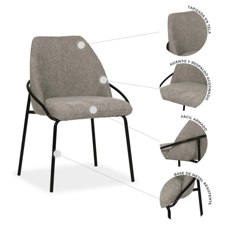 Set de 2 Sillas de Comedor Beige Elegantes para Interior