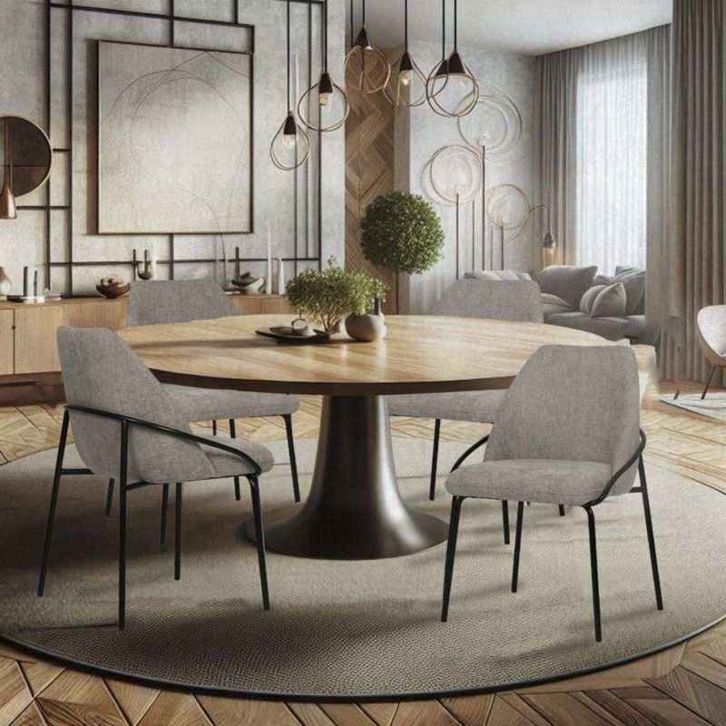 Set de 2 Sillas de Comedor Beige Elegantes para Interior