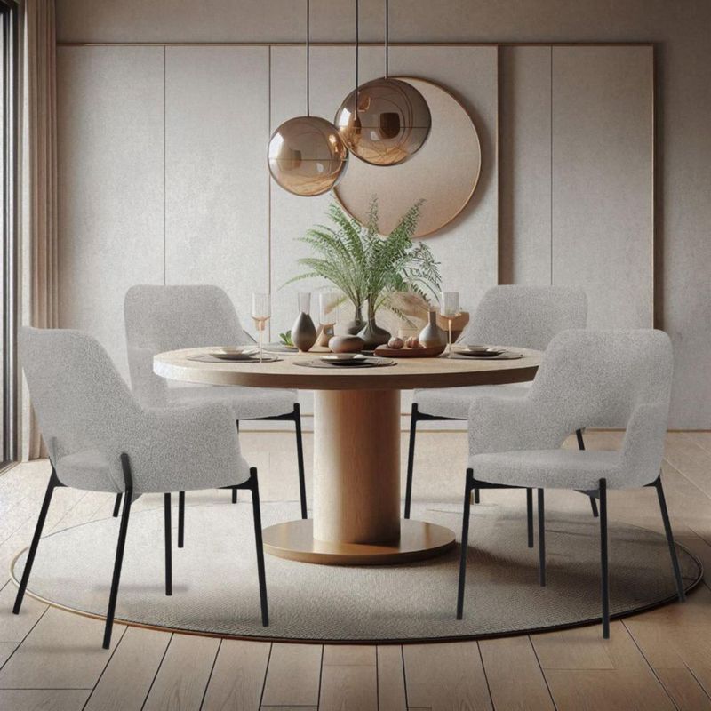 Set de 2 Sillas de Comedor Blanco Tapizadas Diseño Contemporáneo