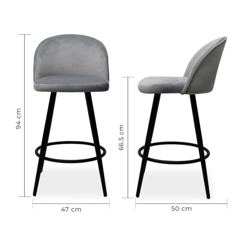 Set de 2 Bancos Altos Color Plata Diseño Elegante