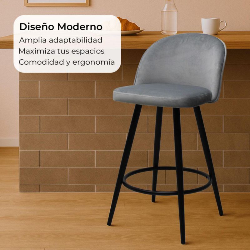 Set de 2 Bancos Altos Color Plata Diseño Elegante
