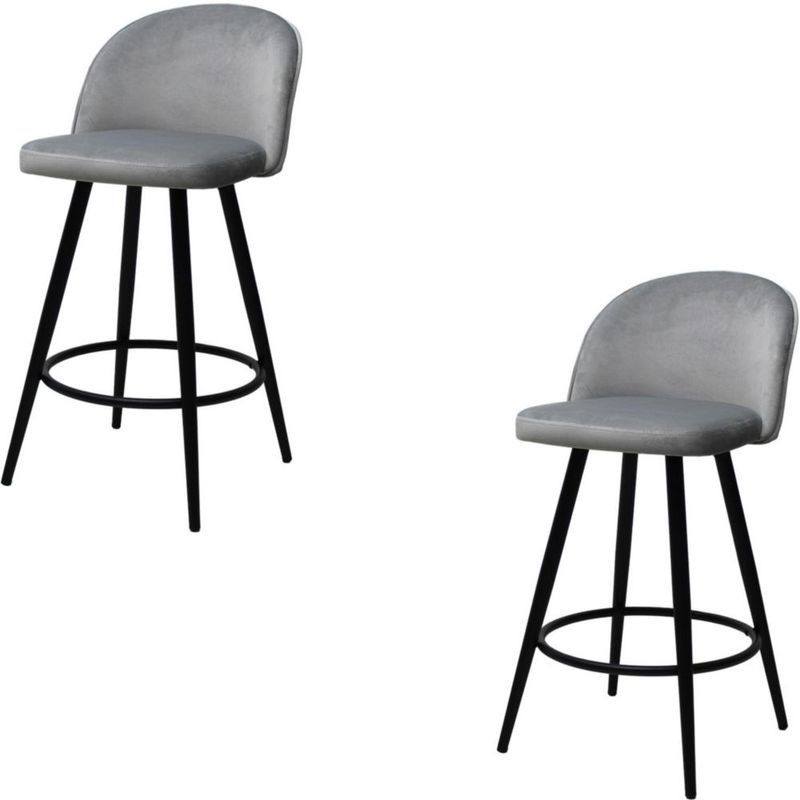 Set de 2 Bancos Altos Color Plata Diseño Elegante