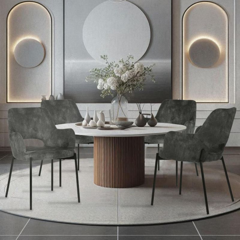 Set de 2 Sillas de Comedor Gris Tapizadas Diseño Contemporáneo