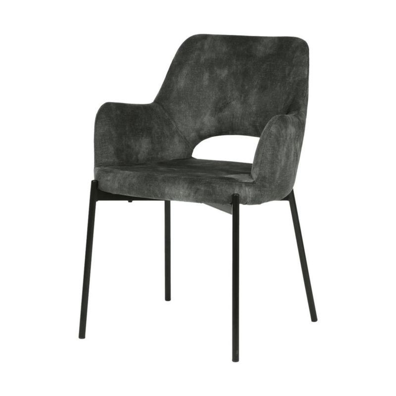 Set de 2 Sillas de Comedor Gris Tapizadas Diseño Contemporáneo