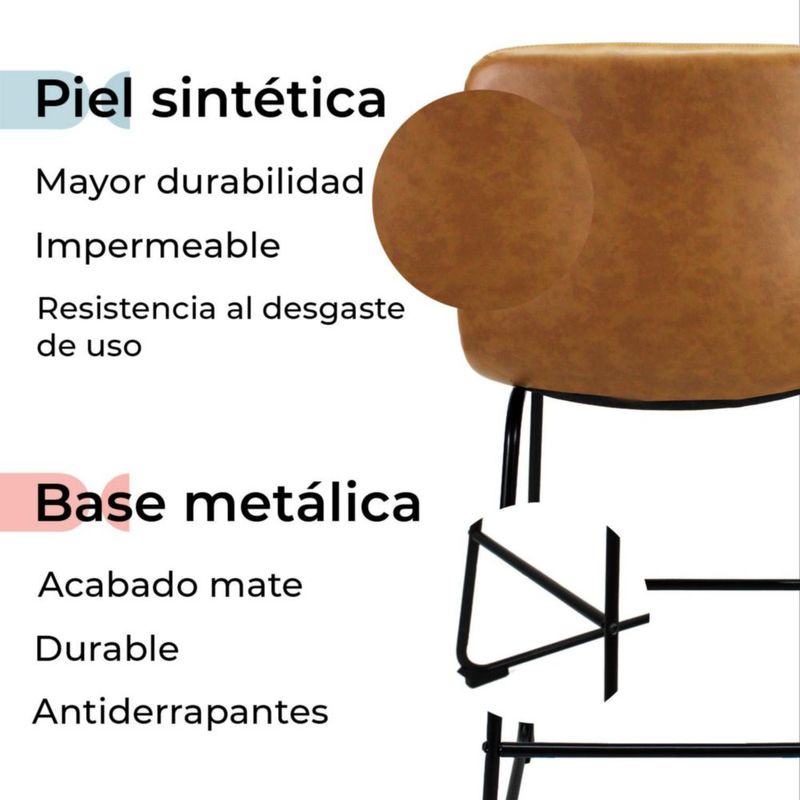 Set de 2 Bancos Altos para Barra Miel con Diseño Moderno