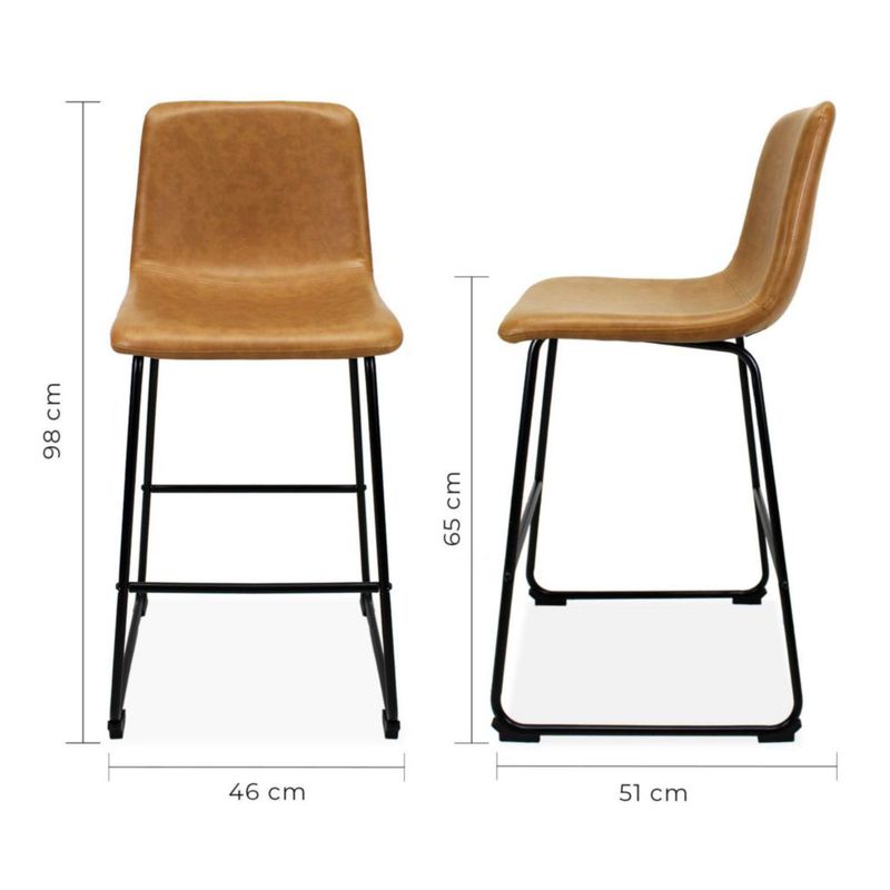 Set de 2 Bancos Altos para Barra Miel con Diseño Moderno