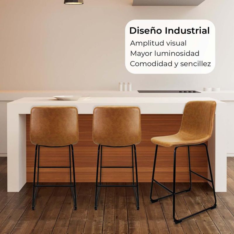 Set de 2 Bancos Altos para Barra Miel con Diseño Moderno