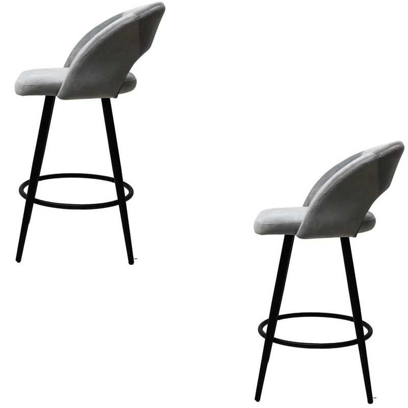 Set de 2 Bancos Altos Plata Diseño Minimalista