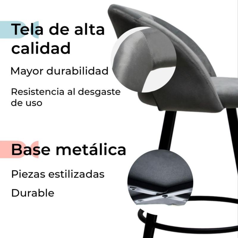 Set de 2 Bancos Altos Plata Diseño Minimalista