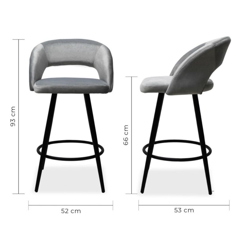 Set de 2 Bancos Altos Plata Diseño Minimalista