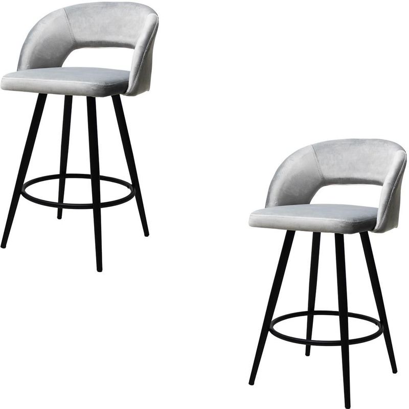 Set de 2 Bancos Altos Plata Diseño Minimalista