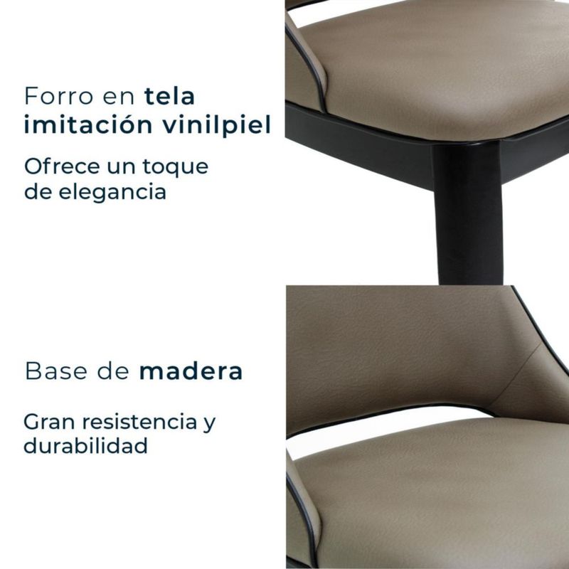 Set de 2 Sillas de Comedor Greige Tapizadas Diseño Contemporáneo