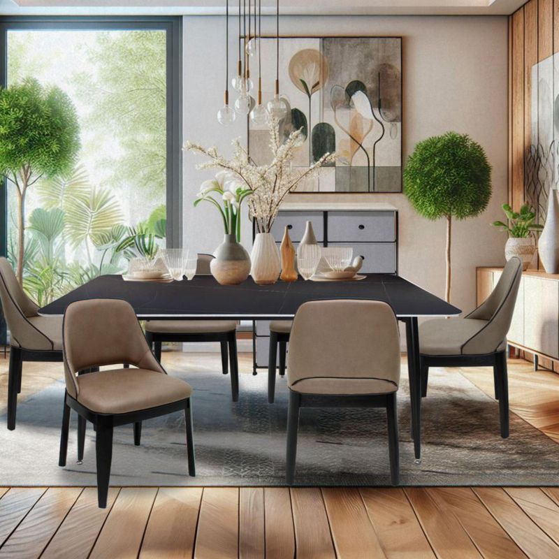 Set de 2 Sillas de Comedor Greige Tapizadas Diseño Contemporáneo