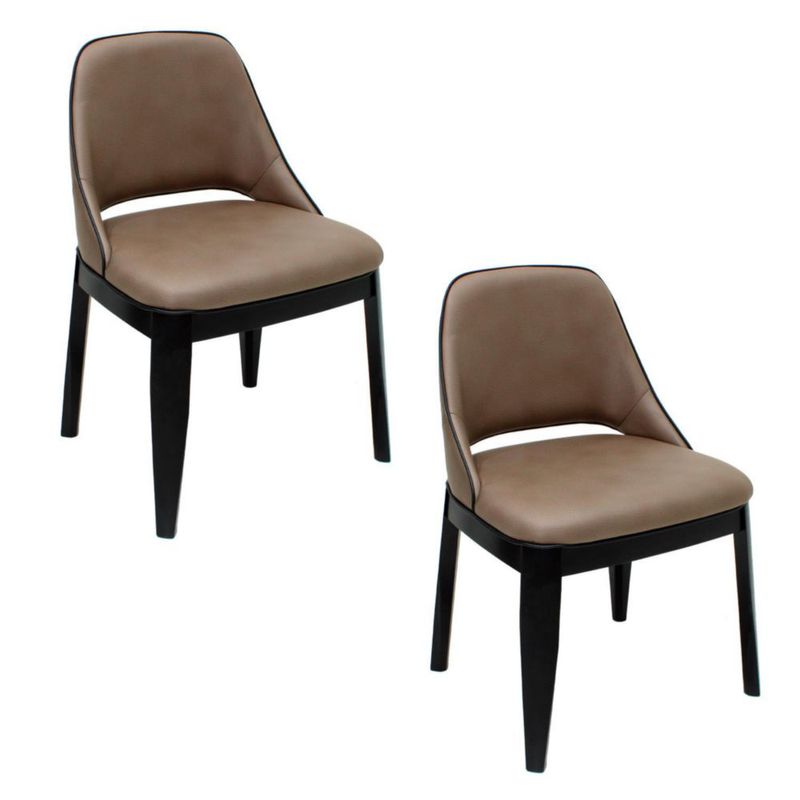 Set de 2 Sillas de Comedor Greige Tapizadas Diseño Contemporáneo
