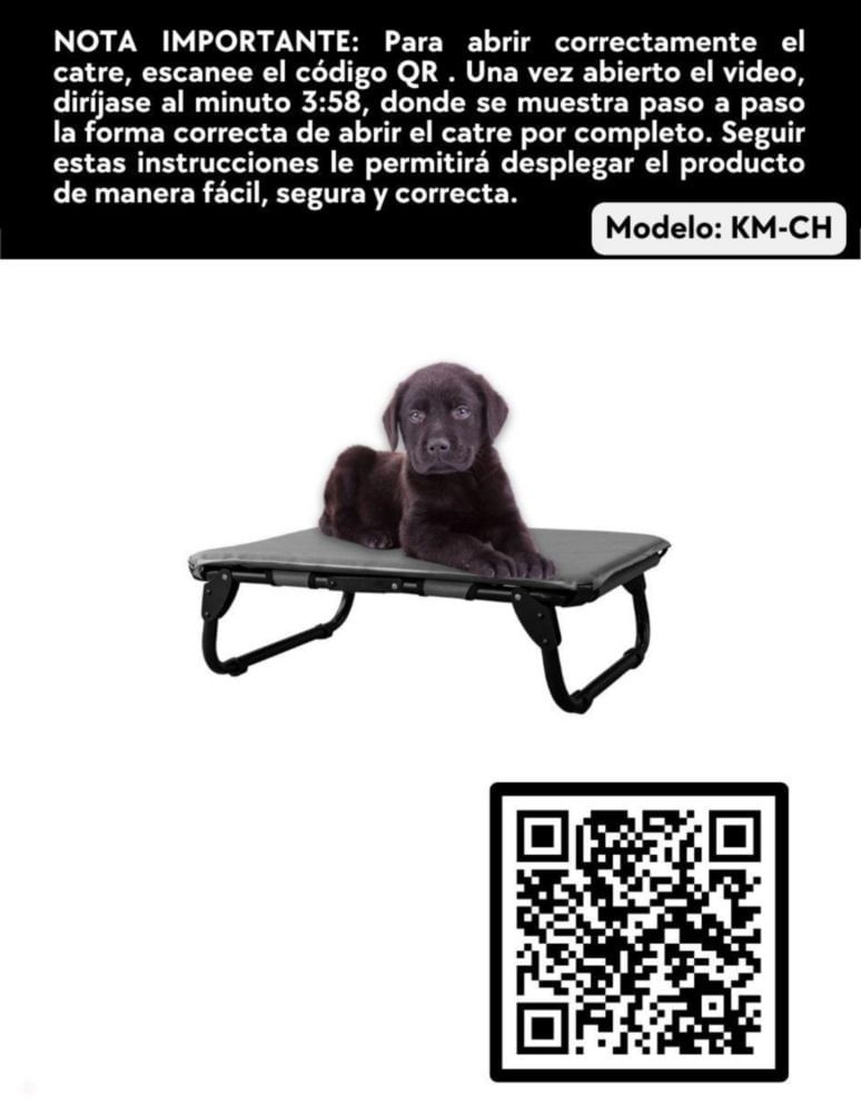KIT Catre/Cama + Colchoneta Pegaso para Mascotas Chico Modelo KIT KM-CH GRIS