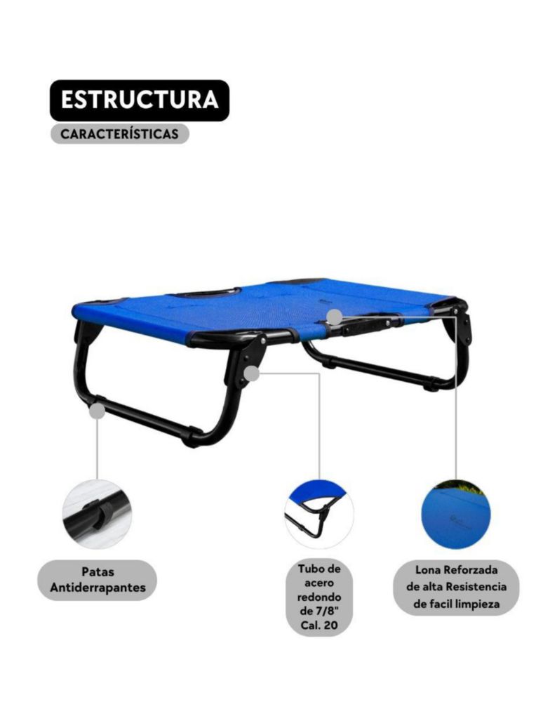 KIT Catre/Cama + Colchoneta Pegaso para Mascotas Chico Modelo KIT KM-CH REY