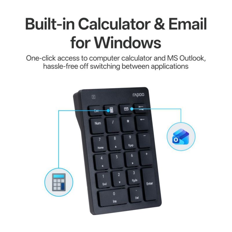 Teclado Numérico Inalámbrico Rapoo K50 de 22 Teclas USB‑A