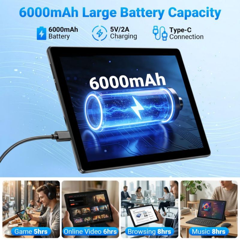 Tablet TT.KIDS Android 16 con 34 GB de RAM 128 GB de almacenamiento y Wi‑Fi 6