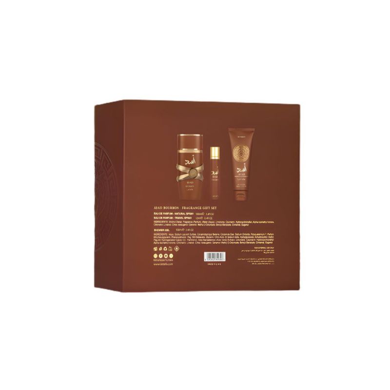 Set de Fragancia Lattafa Asad Bourbon 100 ml + 12 ml + 100 ml