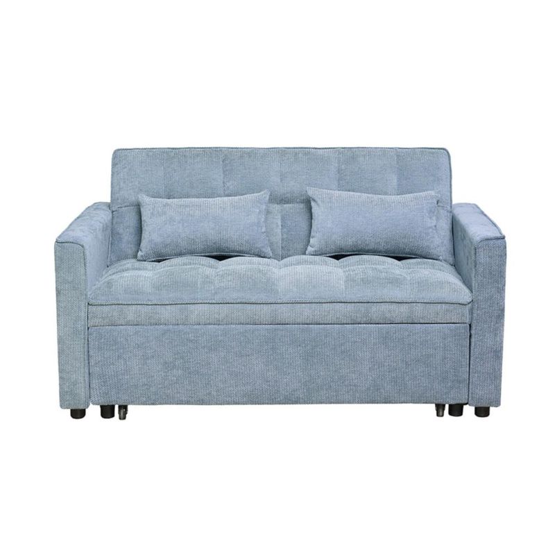 Ilios Innova | Sofá Cama Nova Azul 2 en 1, Diseño Moderno Multifuncional con Ruedas, Bolsillos Laterales y Cojines.