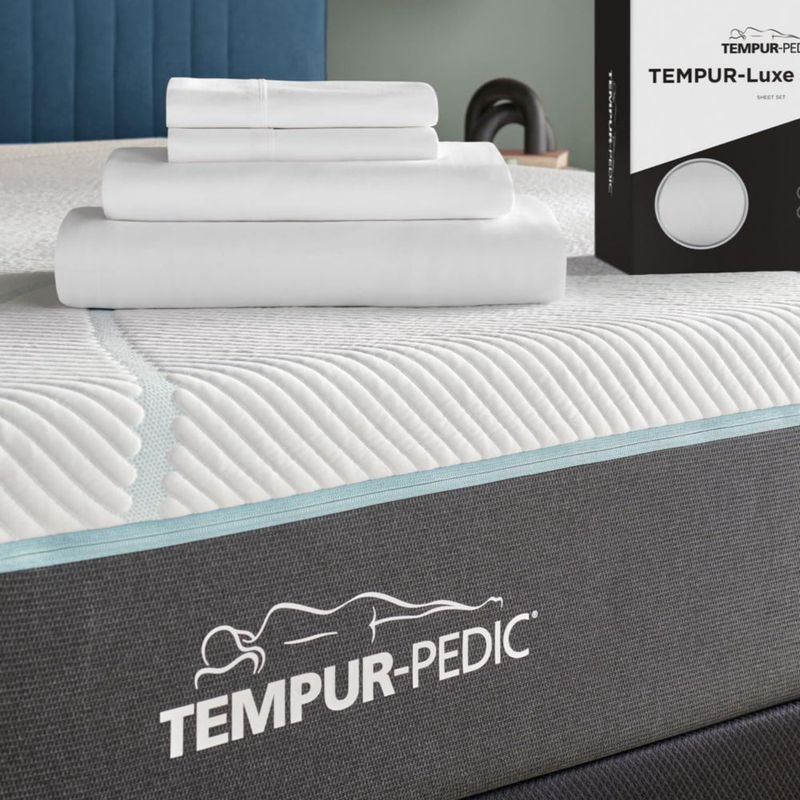 Juego de sábanas Tempur-Pedic King blanco de algodón egipcio