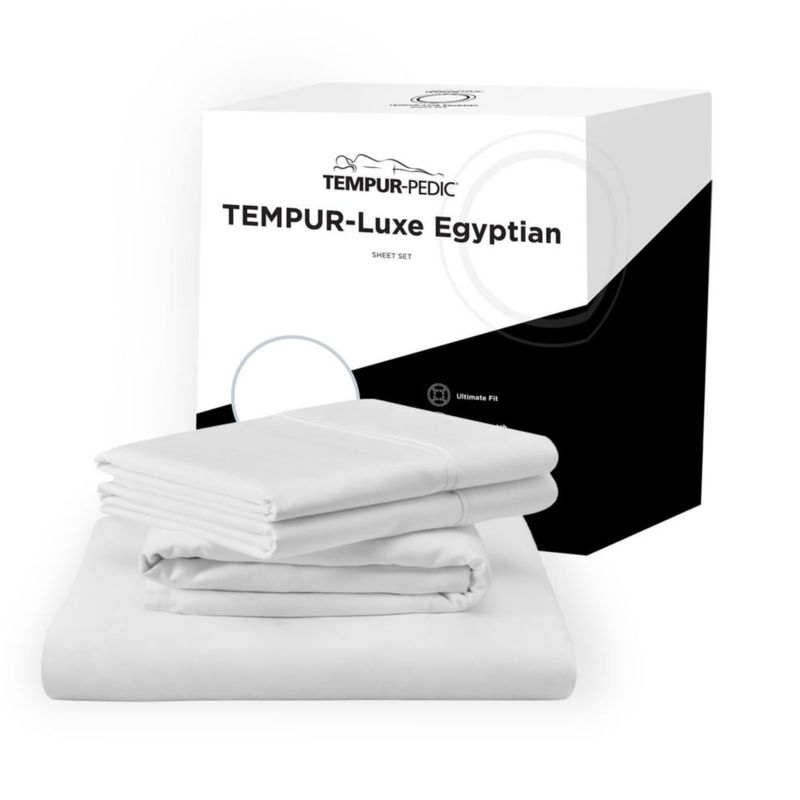 Juego de sábanas Tempur-Pedic King blanco de algodón egipcio