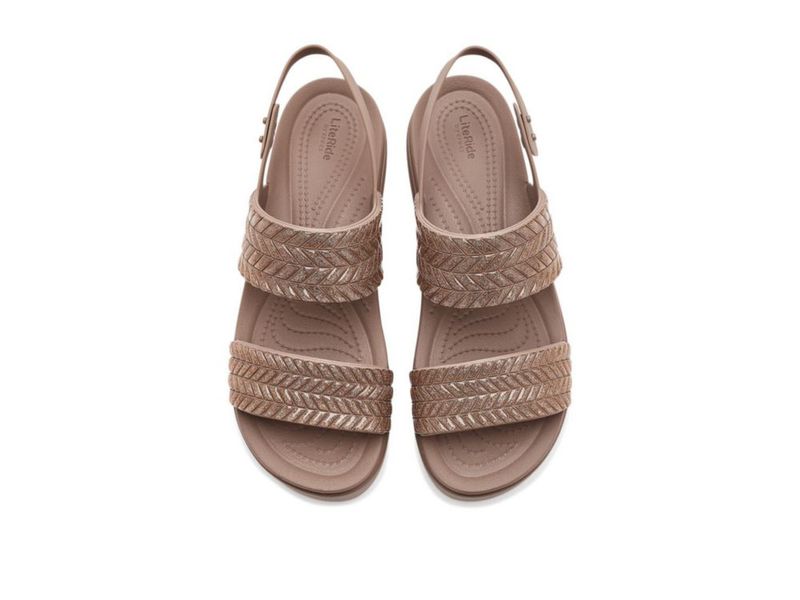 Sandalias Crocs Brooklyn de Cuña Baja y Plataforma Latte Sparkle talla 6M