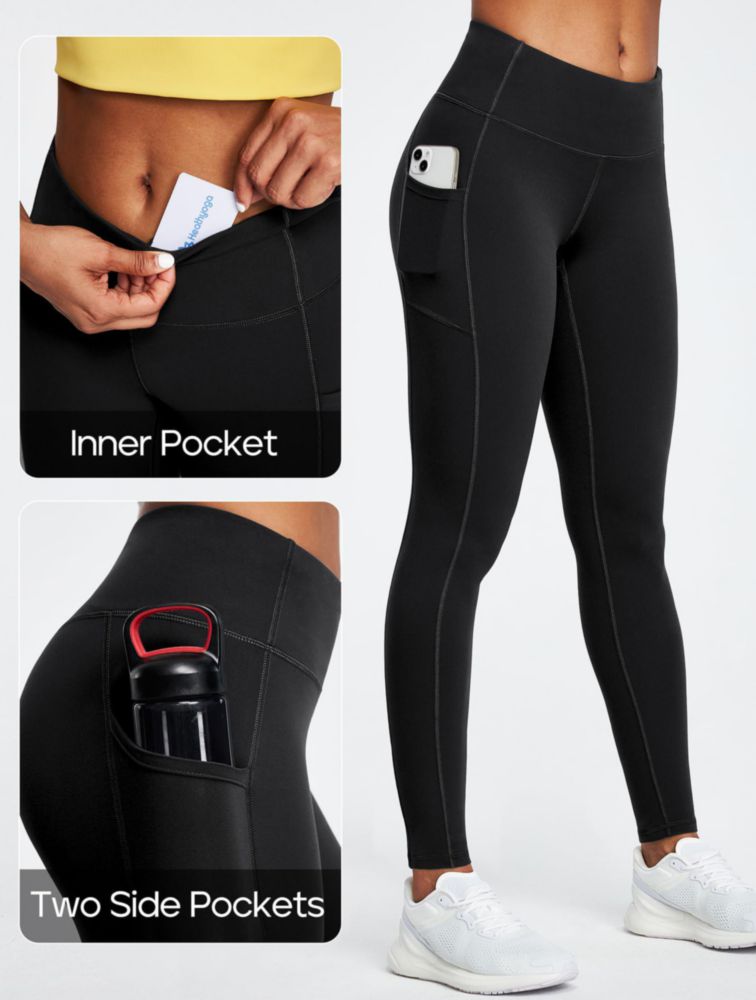 LEGGINGS Heathyoga de Cintura Alta con Bolsillos - Negro
