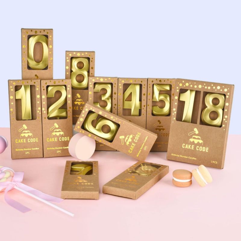 Velas de número 80 en oro de 7 cm – Pack de 2 – CAKE CODE