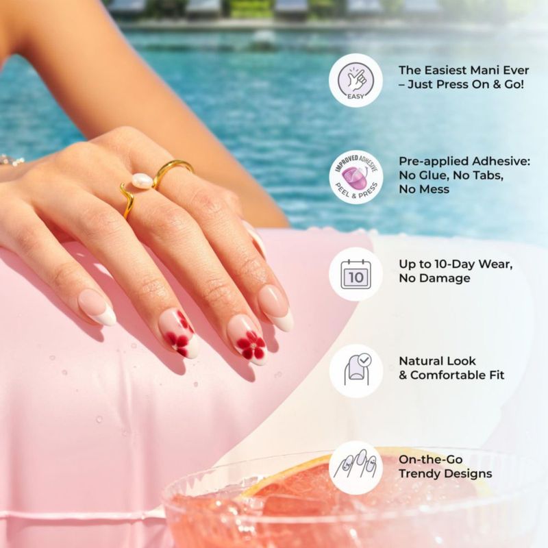 Uñas postizas sin pegamento imPRESS Melting Pink forma squoval corta 30 unidades