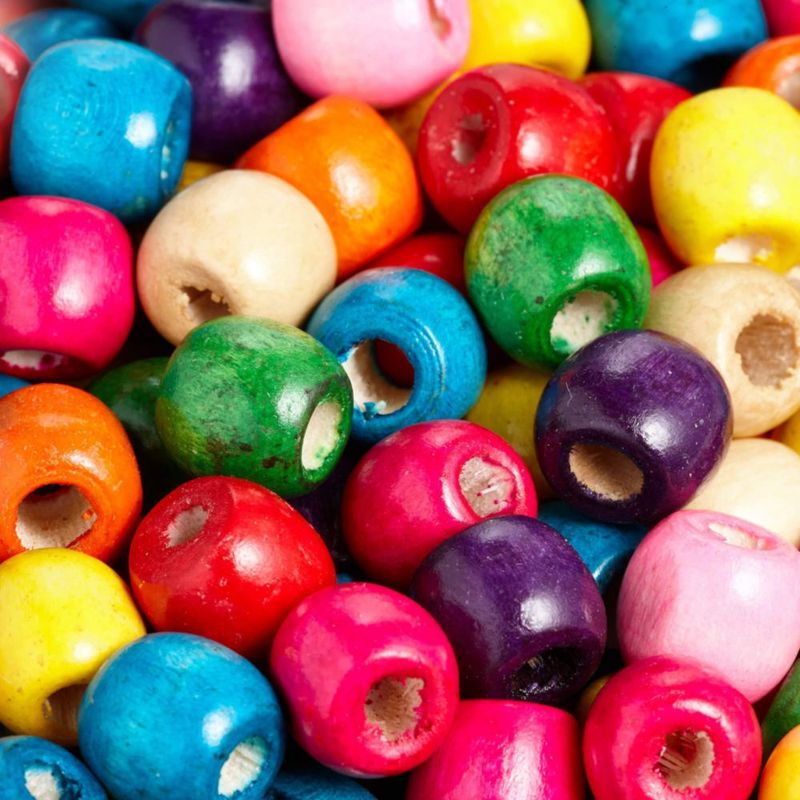 Cuentas de madera 12 mm multicolores – 600 piezas – Craft Making Shop