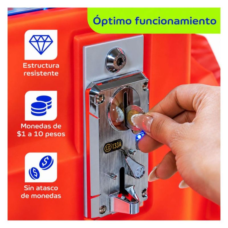 Maquina Garra Caza Peluches Rojo Audiotek Mini Doll Luz LED Sonido Juego Niños Adultos Negocios