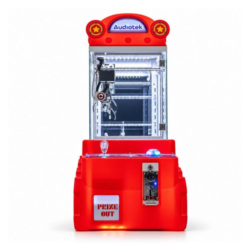 Maquina Garra Caza Peluches Rojo Audiotek Mini Doll Luz LED Sonido Juego Niños Adultos Negocios