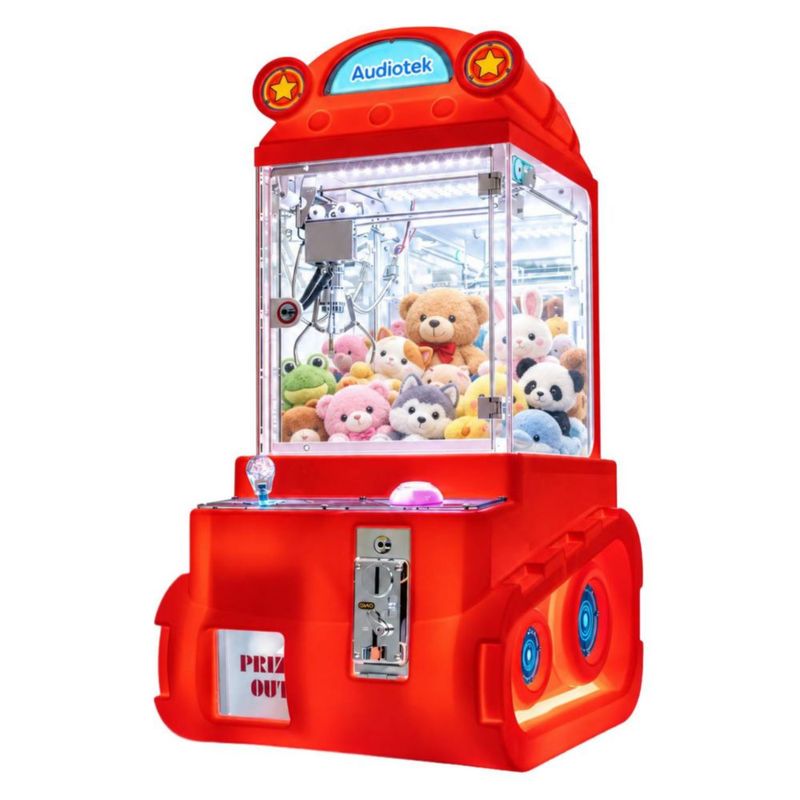 Maquina Garra Caza Peluches Rojo Audiotek Mini Doll Luz LED Sonido Juego Niños Adultos Negocios