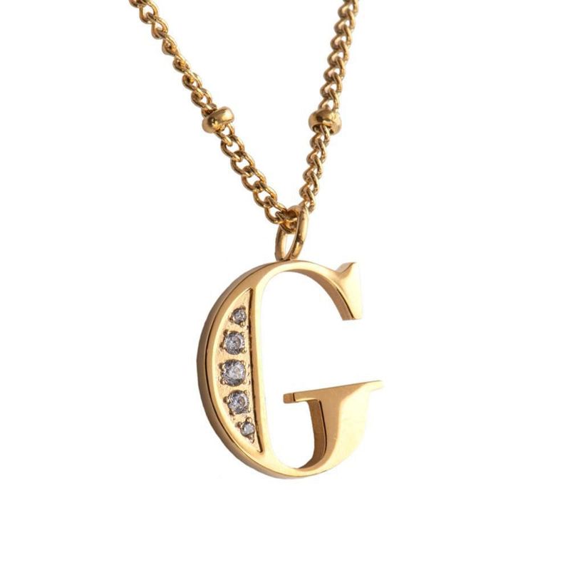 Collar luckyly acero inoxidable con baño de oro 14 k iniciales a - z olga dorado
