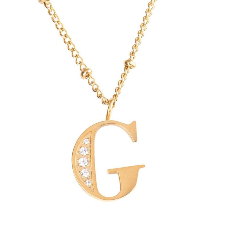Collar luckyly acero inoxidable con baño de oro 14 k iniciales a - z olga dorado