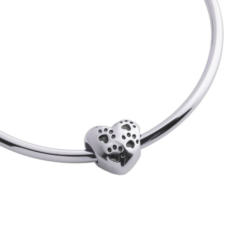 Charm luckyly baño oro rosa 18k acero inox de corazón y huellas dora plateado