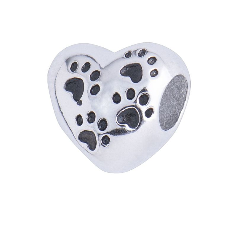 Charm luckyly baño oro rosa 18k acero inox de corazón y huellas dora plateado