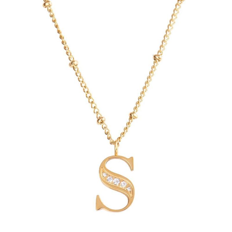 Collar luckyly acero inoxidable con baño de oro 14 k iniciales a - z olga dorado