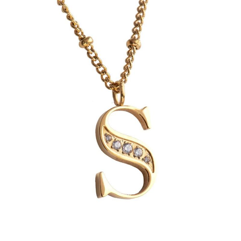 Collar luckyly acero inoxidable con baño de oro 14 k iniciales a - z olga dorado