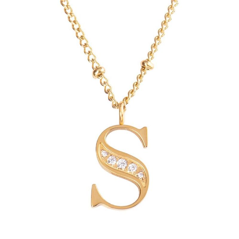 Collar luckyly acero inoxidable con baño de oro 14 k iniciales a - z olga dorado
