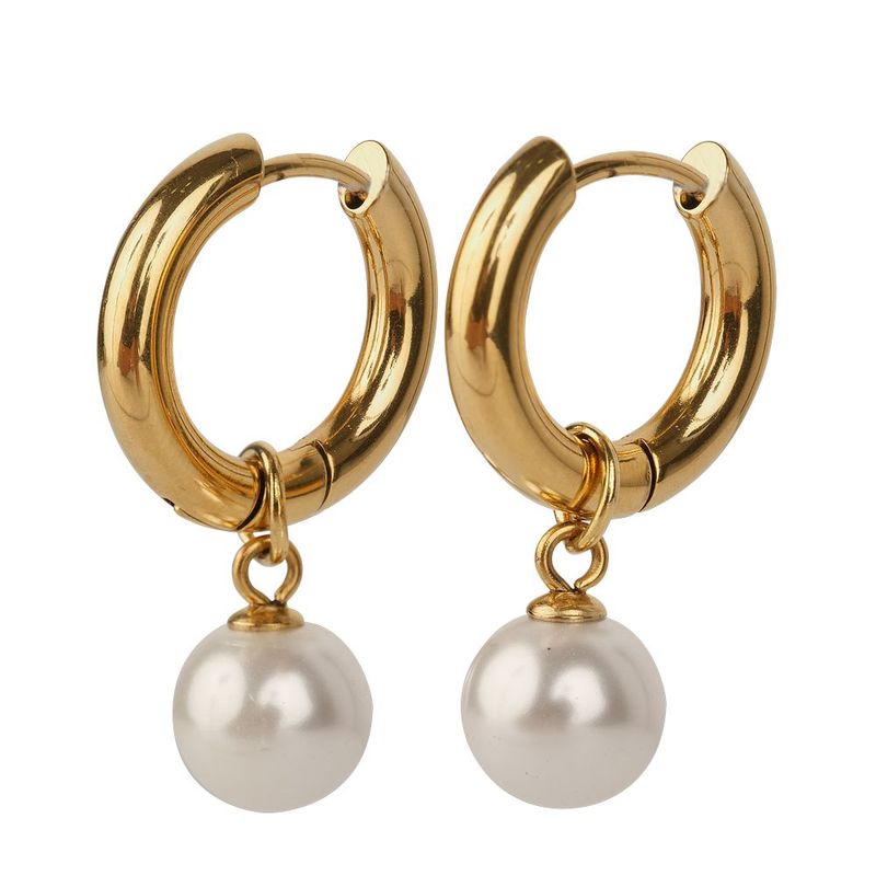 Aretes luckyly acero inoxidable con baño de oro 14k y perlas connie