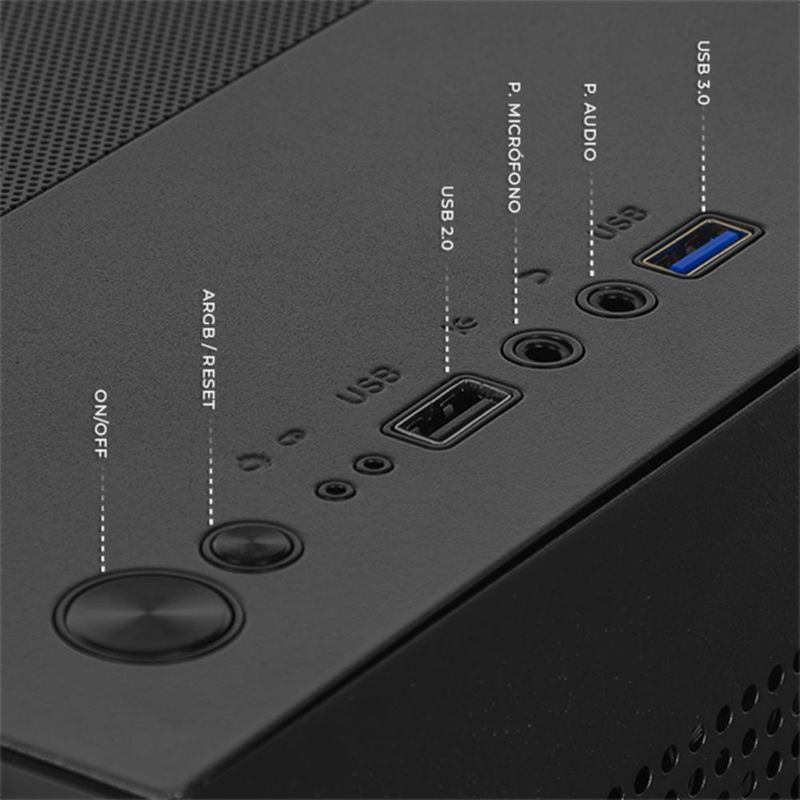 Gabinete xtreme pc crystal compact mini torre 3 fan argb bk